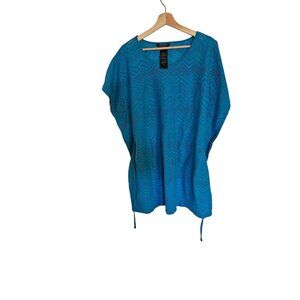 Mario Serrani Coverup Size Small Blue drawstring dress